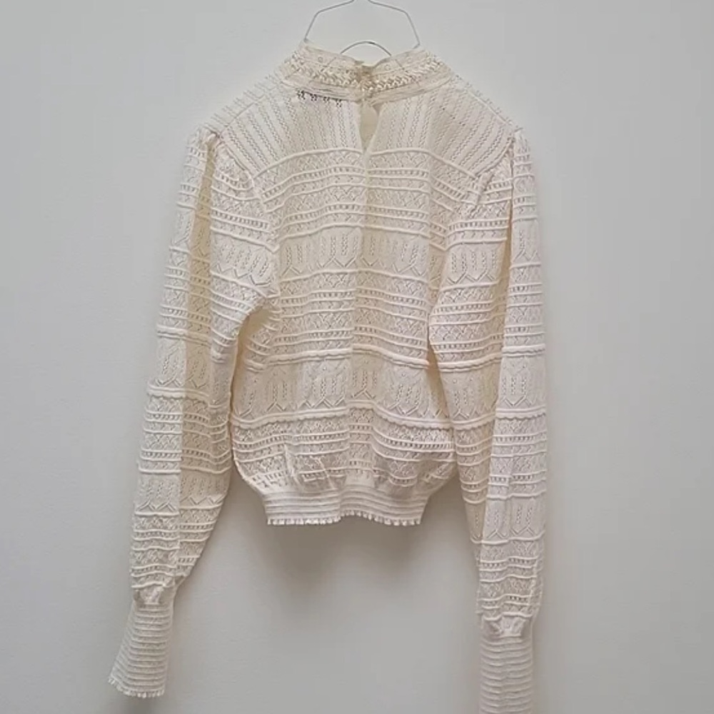 ZARA CONTRASTING LACE MOCK NECK SWEATER SIZE S - Picture 6 of 6
